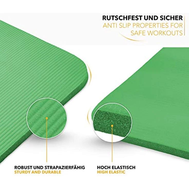 TRESKO Yogamatte Phthalatfrei - Gymnastikmatte rutschfest, Pilatesmatte Fitnessmatte mit Tragegurt, 185 x 60 x 1,5 cm Grün – Bild 4