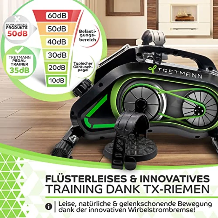 Tretmann Pedaltrainer PRO Set - extra Leise & gelenkschonend - ink. Befestigungsband -DEKRA Geprüft- Beintrainer für Senioren Heimtrainer Mini Bike - Preisvergleich – Bild 2