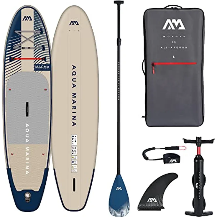 Aqua Marina Magma Earth Wave Blue/Beige 11'2'' (340 cm) Paddleboard mit großem Volumen und hoher Nutzlast
