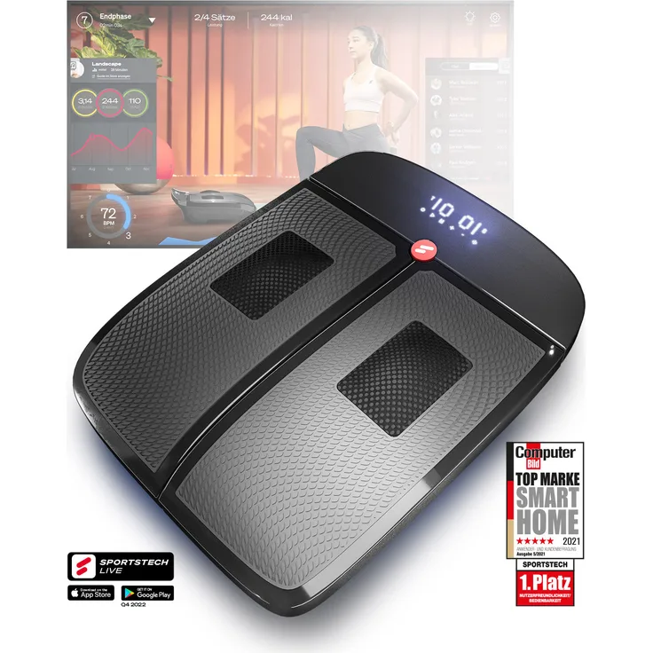 Sportstech VX350 Vibrationsplatte, Massage- und Heizfunktion, 50W Motor, 5 Programme, Fernbedienung