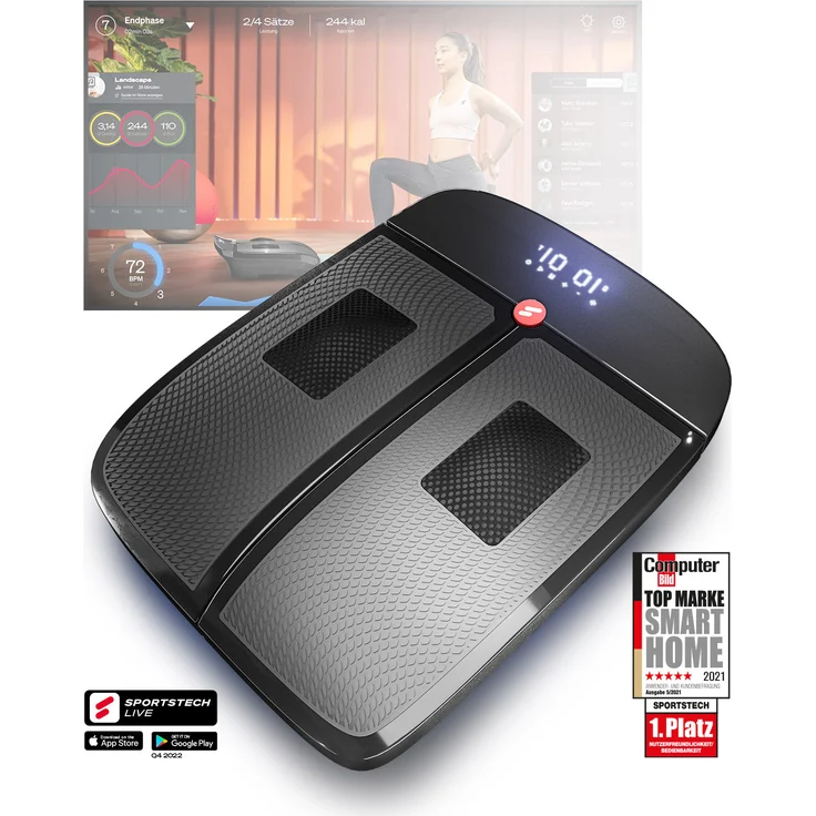 Sportstech VX350 Vibrationsplatte, Massage- und Heizfunktion, 50W Motor, 5 Programme, Fernbedienung