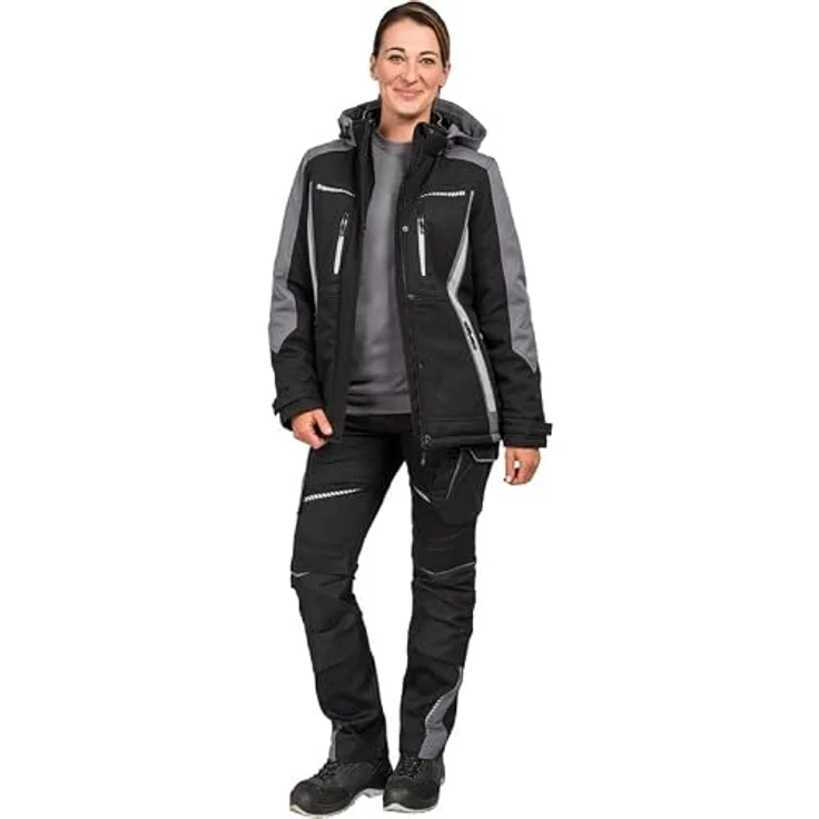LEIBWÄCHTER Winter-Softshelljacke Flex-Line FLXDI25, atmungsaktiv, wind- und wasserabweisend, Gr. 38, schwarz/grau – Bild 2
