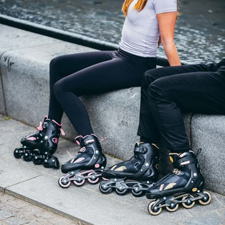 NILS CAMP 2-in-1 Inline Skates und Schlittschuhe, Größe S 32-35, Schwarz-Gold, ABEC-7 Kugellager, PU-Rollen 70mm – Bild 5