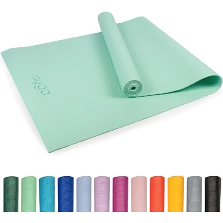 Myga Einsteiger-Yogamatte 4 mm, rutschfest, leicht zu tragen, 173 cm x 61 cm, Salbei – Bild 1