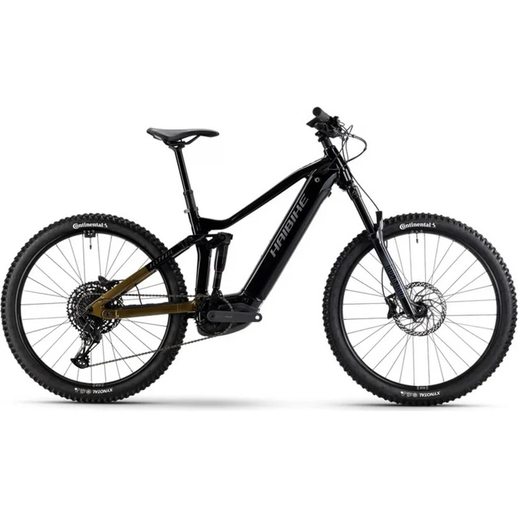 Haibike Alltrail 10 2025, Fully E-Mountainbike mit Bosch Perf. CX Motor, 800 Wh Akku, Sram SX Eagle 12-Gang, hydraulischen Shimano Deore Bremsen, schwarz/gold
