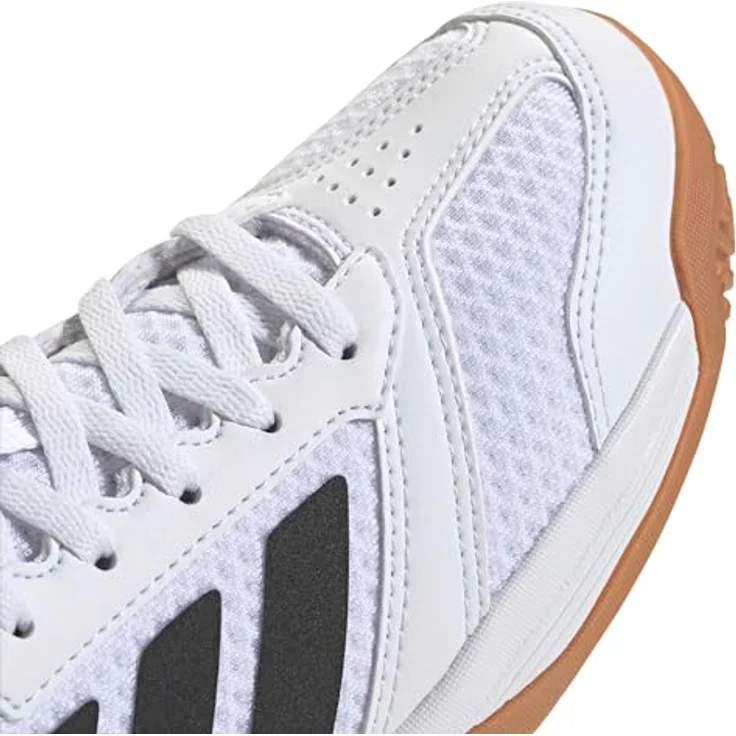ADIDAS Ligra 8 K, Hallen-Turnschuhe aus atmungsaktivem Mesh mit dämpfender Zwischensohle, White/Black, Kindergröße 35 – Bild 5