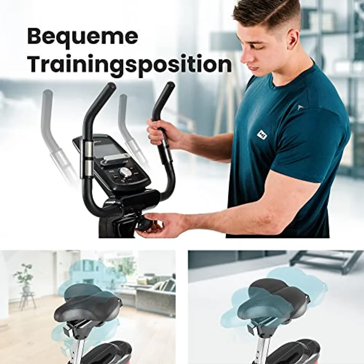 Hop-Sport Heimtrainer Fahrrad HS-090H inkl. Unterlegmatte - Ergometer mit App-Steuerung, 12 Trainingsprogrammen, 32 computergesteuerten Widerstandsstufen - Fitnessbike max. Nutzergewicht 150 kg – Bild 4