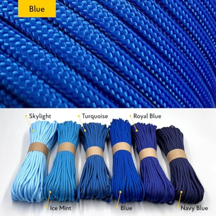 EdcX Paracord 550 Typ III, 4 mm, 100 m, blaue taktische Schnur, ideal für Camping und DIY-Projekte, 100% Nylon, langlebig und wetterbeständig – Bild 2