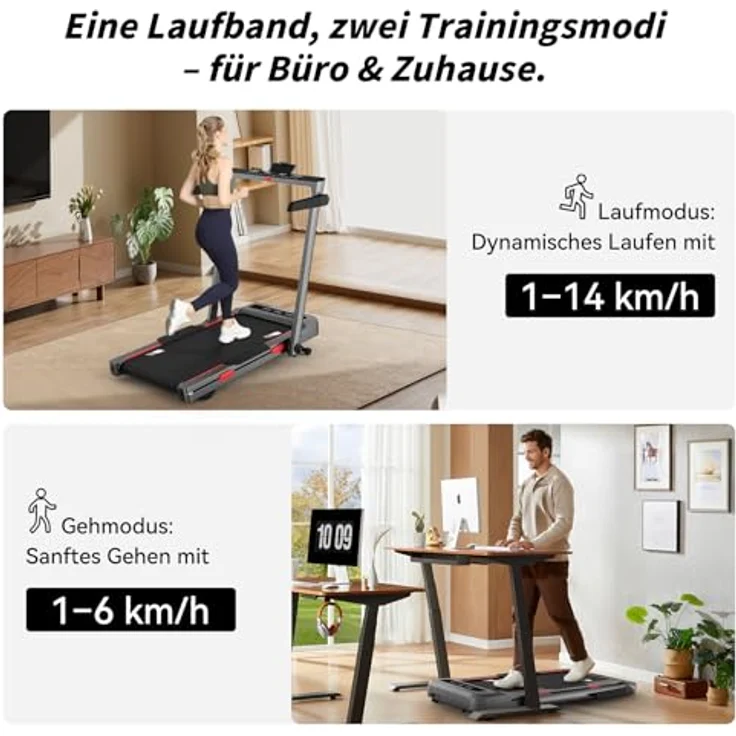 JASPORT GL3H Laufband 2-in-1 mit 12° Steigung, 14 km/h, 3.0HP Motor, 18 Programme, faltbar, Bluetooth & Dual LED für Heim und Büro – Bild 2