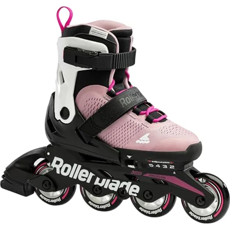 Rollerblade Microblade Rosa/Bianco 23, Verstellbare Rollschuhe für Kinder mit Junior Fit Liner