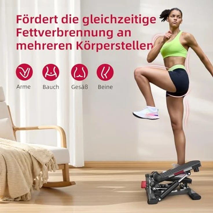 JASPORT ST1 Mini-Stepper für Zuhause, 2-in-1 Up-Down Swing Stepper mit Power Ropes, LCD-Display, Einstellbarer Widerstand, Bein- und Armtraining, Leise und Kompakt, Maximale Belastung 100 kg – Bild 2