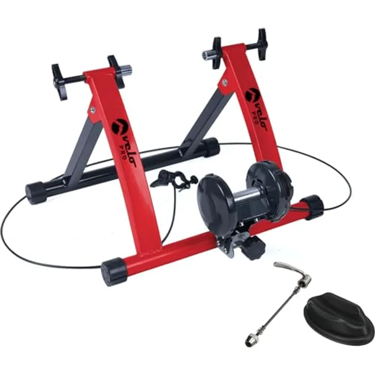 Velo Pro Turbo Trainer, magnetisches Indoor-Bike-Trainingsgerät mit variablem Widerstand für 26" - 28", 700C-Räder, klappbarer Stahlrahmen