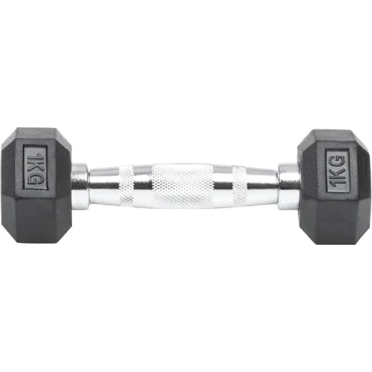 Hex Kompakthantel aus Gummi, 1 kg, Hexagon-Hantel – Bild 2