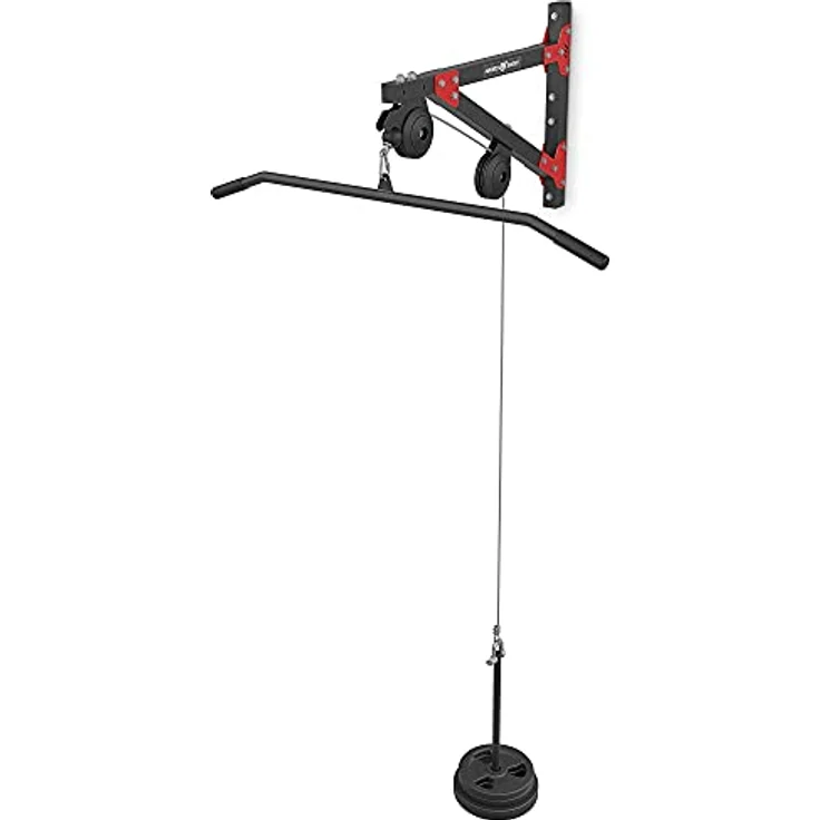Marbo Sport Latzug zur Wandbefestigung Latzugturm Kabelzug MH-W108 2.0, Hantelscheibenbeladung, gummierte Anschlagpuffer, Modernes Design, 120 kg maximale Last, 40 x 40 mm Profile, Made in EU, schwarz – Bild 2