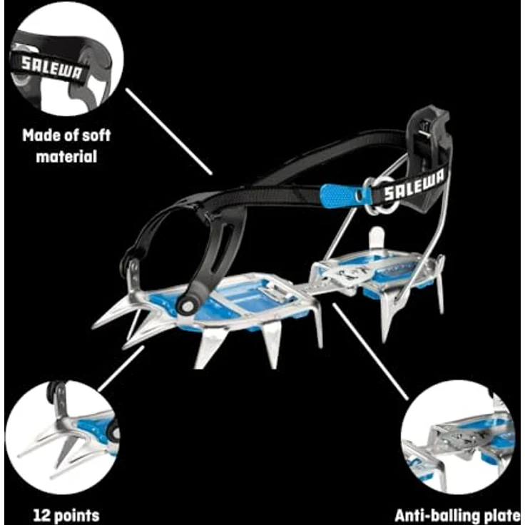 Salewa Alpinist Combi-Steigeisen, 12-zackige Stahl-Ausführung mit Antistollplatten für Hochtouren, Größe 35-48 – Bild 3