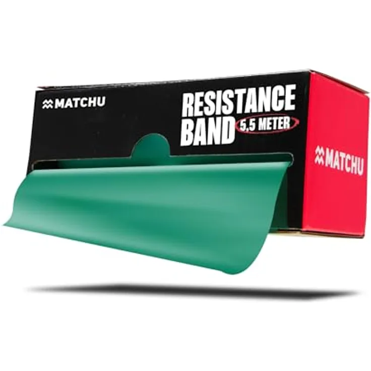 Matchu Sports Widerstandsbänder, 100% Latex, abschneidbar, 5.5M, Grün - Mittel (5-6 KG)