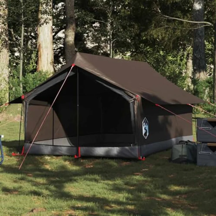 vidaXL Campingzelt 2 Personen, braun, wasserdichtes Outdoor Zelt mit Insektenschutz und E-Anschluss – Bild 2