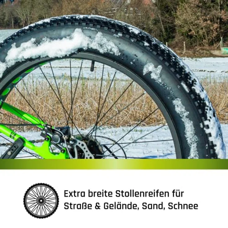 Galano Fatman 4.0, 24 Zoll Fatbike für Jugendliche mit 7 Gängen, schwarz/neongrün – Bild 6
