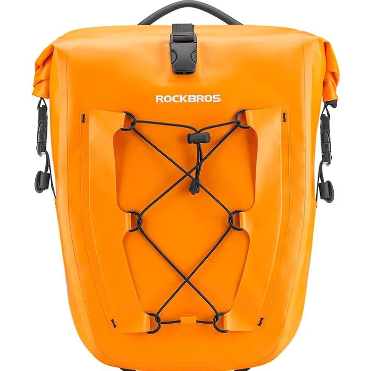 Rockbros 30140022003 Velotasche, wasserdichte Gepäckträgertasche mit variabler Kapazität (25-32 l), orange