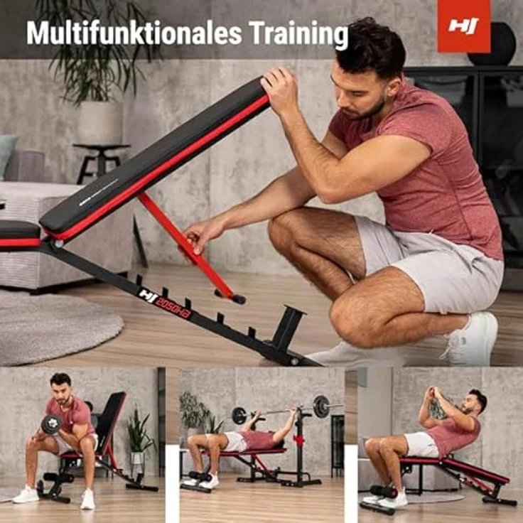 Hop-Sport Hantelbank HS-2050HB, klappbar & stabil, multifunktional, bis 160 kg belastbar – Bild 4