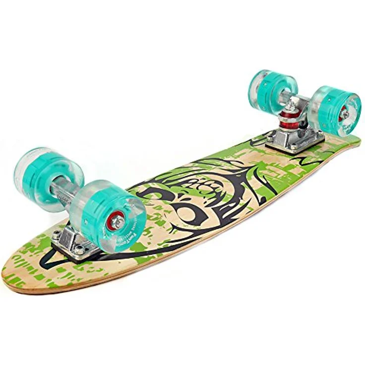 FunTomia Mini-Board Cruiser Skateboard 57cm, 7-lagiges kanadisches Ahornholz, ABEC-9 Kugellager, wählbare Farben und LED-Rollen – Bild 3