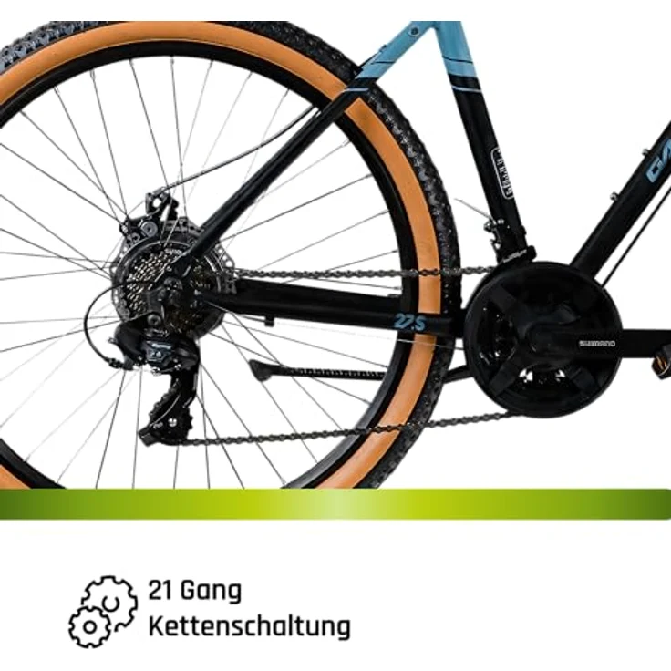 Galano Toxic 27,5 Zoll Hardtail MTB, unisex Mountainbike mit 21 Gangschaltung und mechanischer Scheibenbremse, schwarz/blau, Rahmenhöhe 46 cm – Bild 5