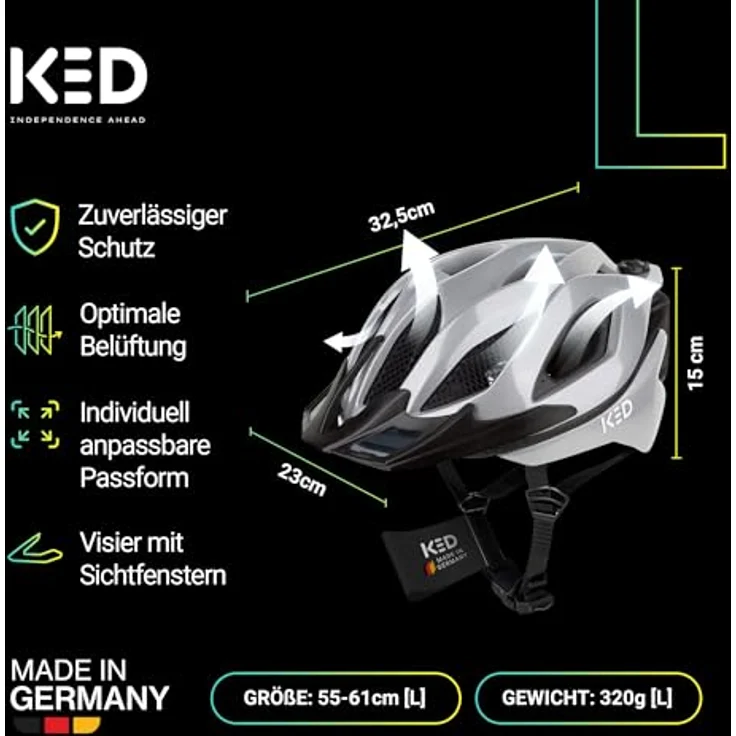 KED Spiri II Trend grau, Fahrradhelm mit K-Fit Anpassungssystem und LED Rücklicht, Größe L 55-61 cm – Bild 8