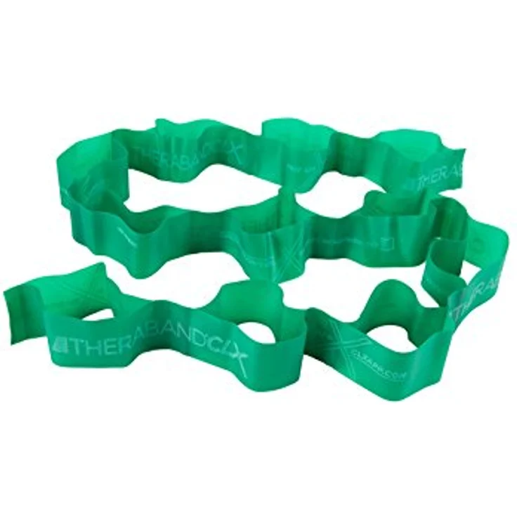 TheraBand CLX Latexfreies Widerstandsband, 110 Schlaufen für Pilates und Physiotherapie, 22 Meter, grün, schwer – Bild 2
