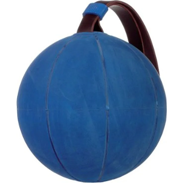 WV Schleuderball 1.000 g, ø 18 cm, aus feuchtigkeitsunempfindlichem Gummimaterial, blau mit Lederschlaufe – Bild 2