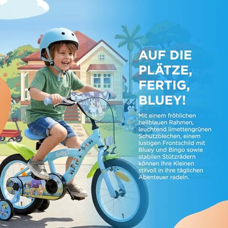 Volare Bluey Kinderfahrrad 12 Zoll, 1 Gang, ohne Schaltung, mit Rücktrittbremse und höhenverstellbarem Lenker, hellblau – Bild 2