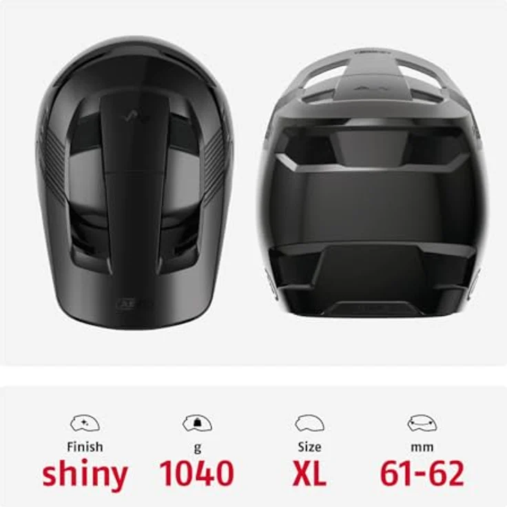 ABUS Downhill Helm HiDrop – MTB Fullface Helm mit ABS-Außenschale für Downhill, Enduro und Bikepark – Schwarz, Größe XL – Bild 3