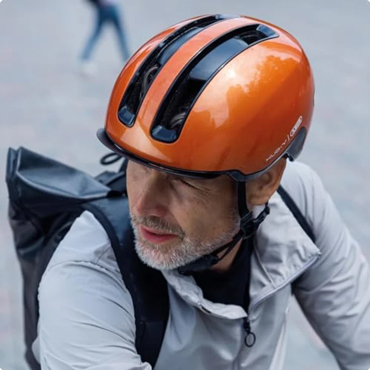 Abus Hud-Y Urban Velohelm, (54 - 58 cm) mit wiederaufladbarem LED-Lichtstreifen und vier Lichtmodi, futuristisches Design – Bild 6