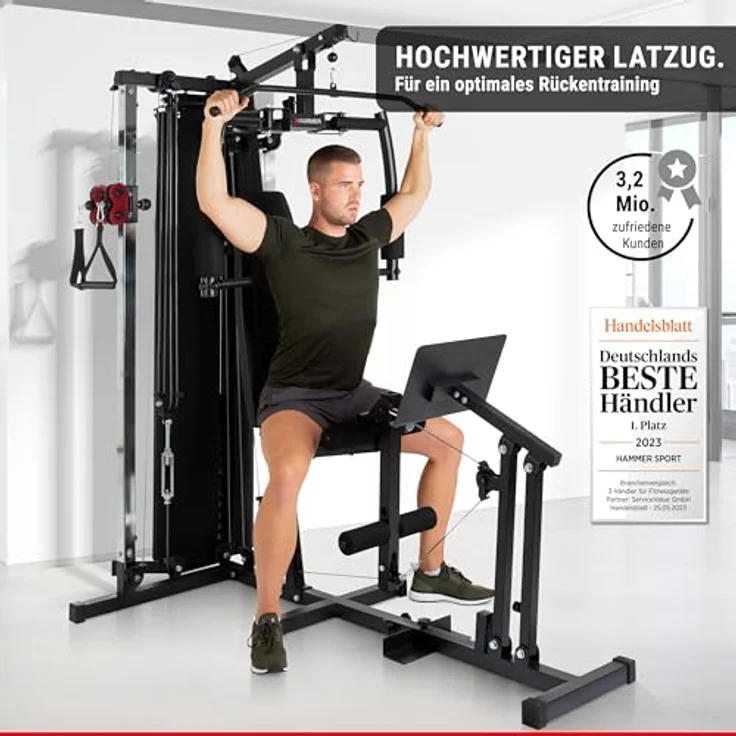 Hammer Kraftstation TX4, 12 Gewichtsblöcke, Beinpresse u. separatem Rückentrainer, schwarz – Bild 3