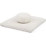 Bodhi Meditations-Set | Maharaja Collection | Meditationsmatte (Zabuton) & Meditationskissen Rondo mit Dinkelfüllung | Bezug aus Baumwolle | Unterlage zur Meditation (Madurai/Ecru)