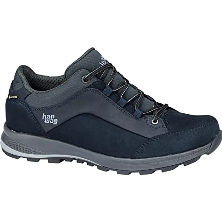 Hanwag Damen Trekkingstiefel Banks Low Lady LL, aus Nubuk- und Veloursleder, Navy/Asphalt, komfortable Dämpfung und Futura Zunge, Größen 5-7.5