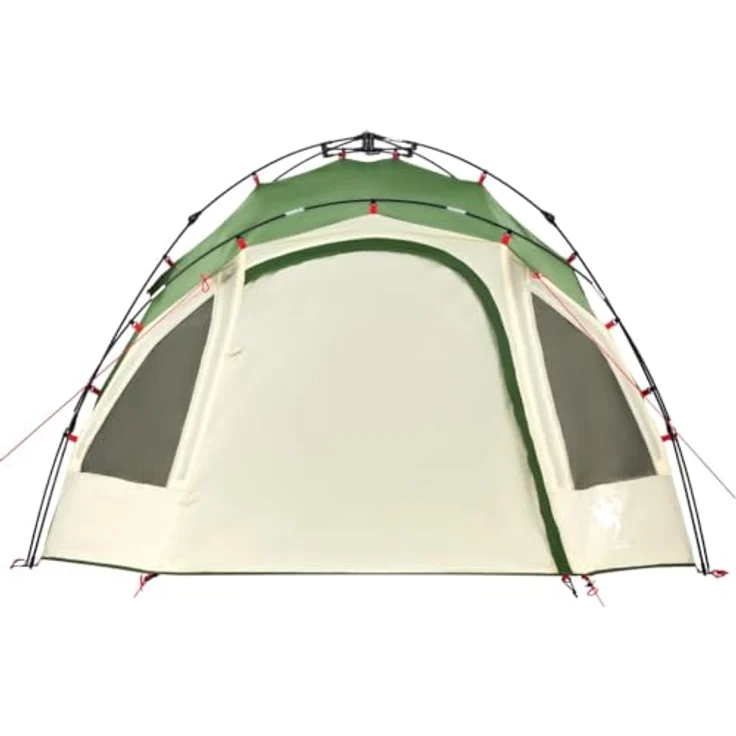 vidaXL Kuppel Campingzelt 3 Personen, Quick-Release-System, E-Anschluss, Grün 190T Polyester – Bild 5