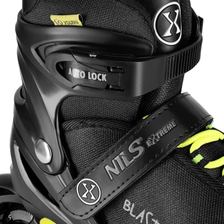 NILS CAMP NILS Extreme Blaster Inline-Skates, Schwarz mit Gelb, Auto-Lock-System, verstellbare Schnallen, gepolsterter Innenschuh – Bild 4