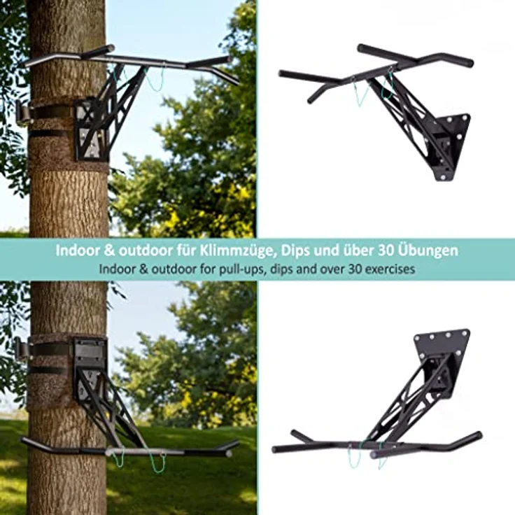 PULLUP & DIP Premium Klimmzugstange und Dip Stange, mobile Indoor- und Outdoor-Fitnesslösung, robustes schwarzes Stahl-Design, über 35 Übungen inklusive Übungsguide – Bild 2