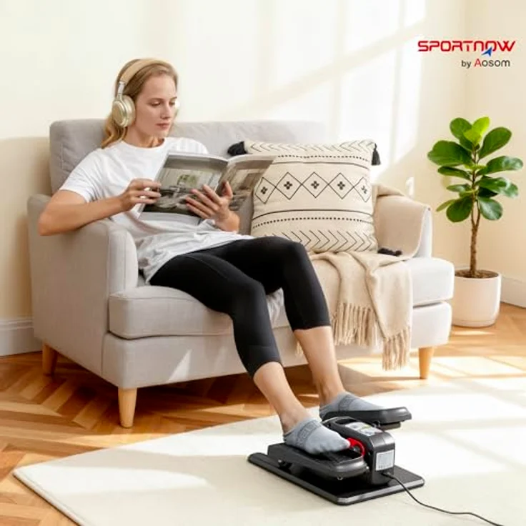 SPORTNOW Mini Ellipsentrainer, elektrischer Crosstrainer für Zuhause mit Fernbedienung, LED-Display, 12 Geschwindigkeiten, leise und tragbar für Senioren und Büro – Bild 2