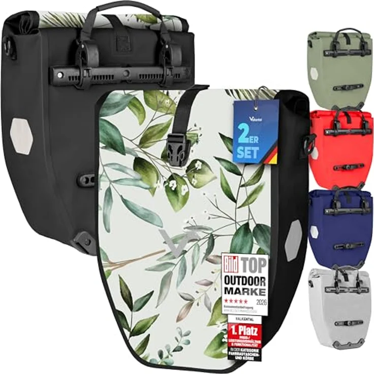 Valkental® Große & wasserdichte Gepäckträgertasche, 23-28L Füllvolumen, abschließbar mit großen Reflektoren, bombenfester Sitz, mehrfach ausgezeichnet – Bild 1