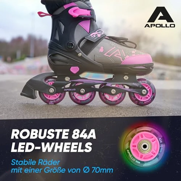 Apollo Champion, größenverstellbare Inliner für Kinder und Erwachsene, LED Rollen in Pink, Mint, Blau oder Schwarz – Bild 3