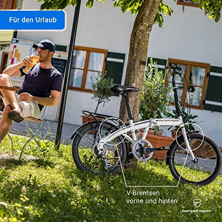 Bergsteiger Windsor 20 Zoll Faltrad, Klapprad, Shimano 6 Gang-Schaltung, LED Batterie-Licht, Quick-Fold-System, Klappfahrrad – Bild 3