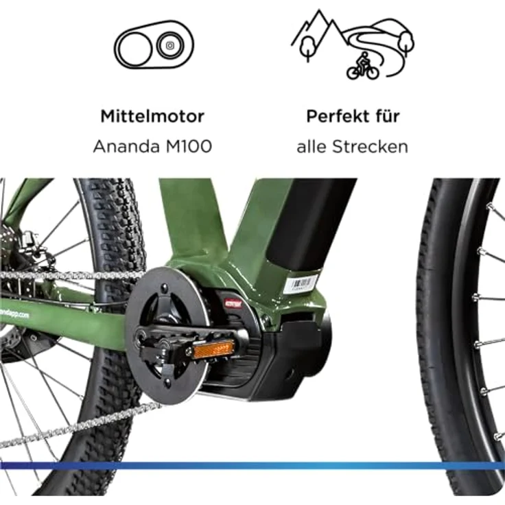 ZÜNDAPP X900 E Bike, Mountainbike 27,5 Zoll Pedelec mit 10 Gang Shimano Schaltung, Mittelmotor, khaki, 46 cm – Bild 5