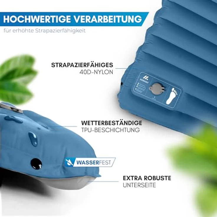 NORDMUT® Isomatte 10 cm, Schnellaufblasend mit integrierter Fußpumpe, Campingmatratze mit kleinem Packmaß und hoher Robustheit – Bild 2
