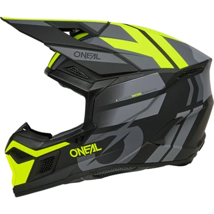 O'Neal 3SRS Helm Ride V.26, MX- und Enduro-Helm mit ABS-Konstruktion, schwarz/grau/neon gelb, Größe XS – Bild 2