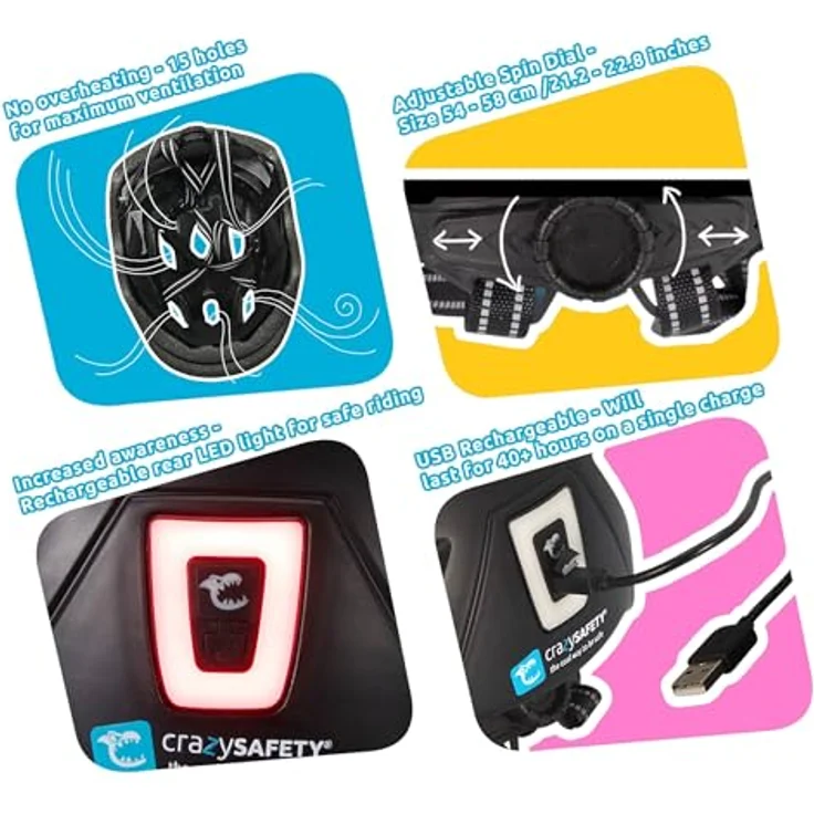 Crazy Safety Cool Splash, Velohelm für Kinder mit robustem Schutz, komfortable Belüftung und anpassbarem Sitz, bunt – Bild 3