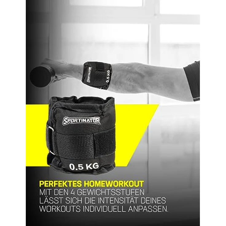 SPORTINATOR® Arm- & Bein-Gewichtsmanschetten, verstellbare Klettverschluss Knöchelgewichte, 2er Set (2 * 2 kg) für Damen und Herren, ideal für Gymnastik und Ausdauertraining – Bild 5