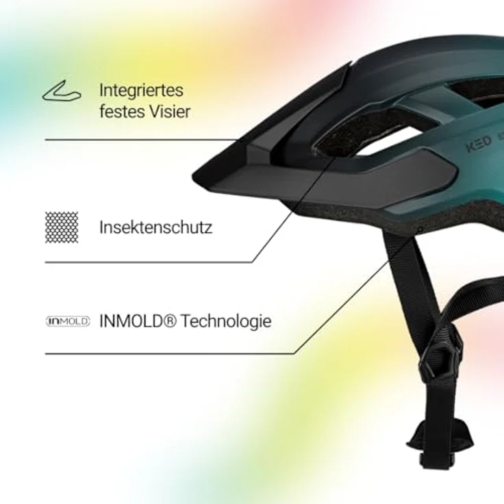 KED Embrace Jr. MU-1, Inmold-Fahrradhelm für Kinder mit integriertem Visier, 52-56 cm, teal black matt – Bild 2
