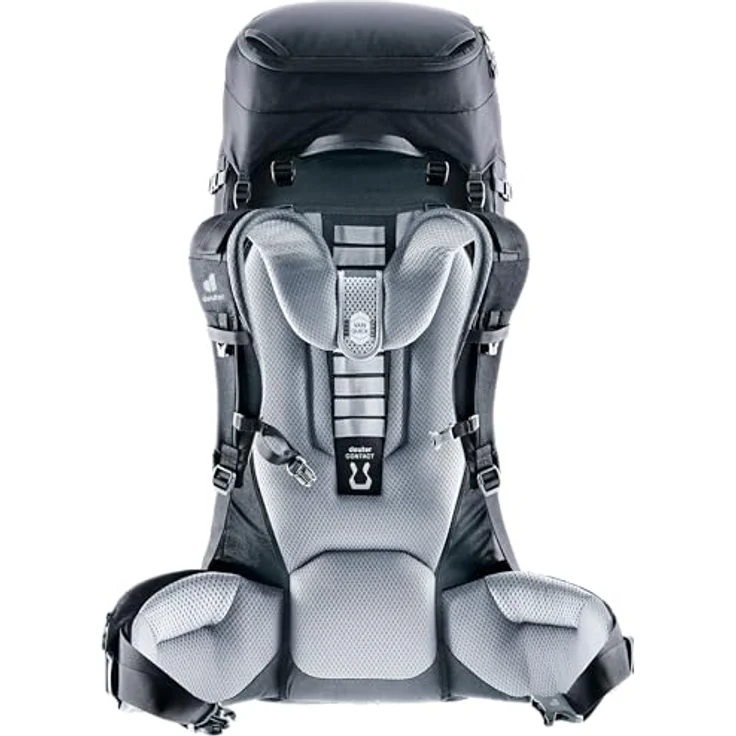deuter Voyager 65+10 Reiserucksack mit Contact-Rückensystem, Transport-Cover und Daypack, schwarz – Bild 4