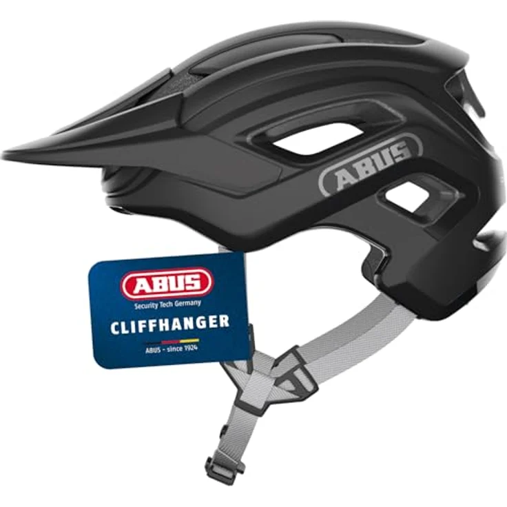 ABUS CliffHanger MTB-Helm, leichter Fahrradhelm mit großem Belüftungssystem und TriVider Riemensystem, schwarz, Größe M – Bild 1